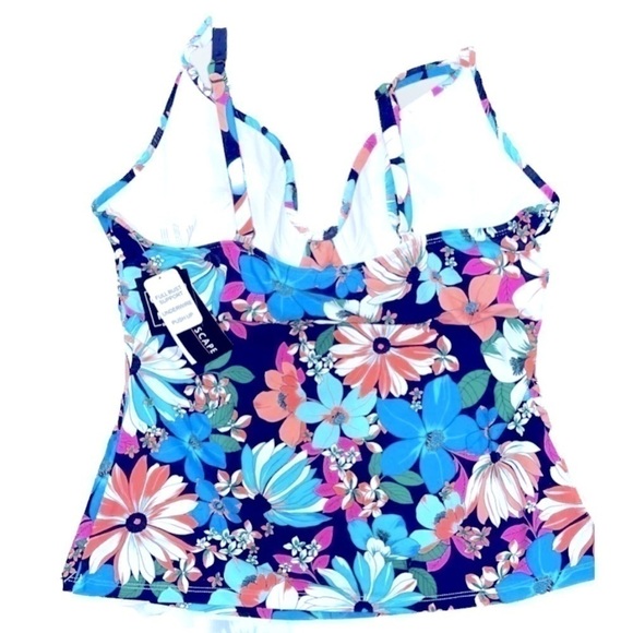 ISLAND ESCAPE Women's Sail Away Gemini Underwire Tankini Top swimsuit New 6 Navy - Picture 6 of 11